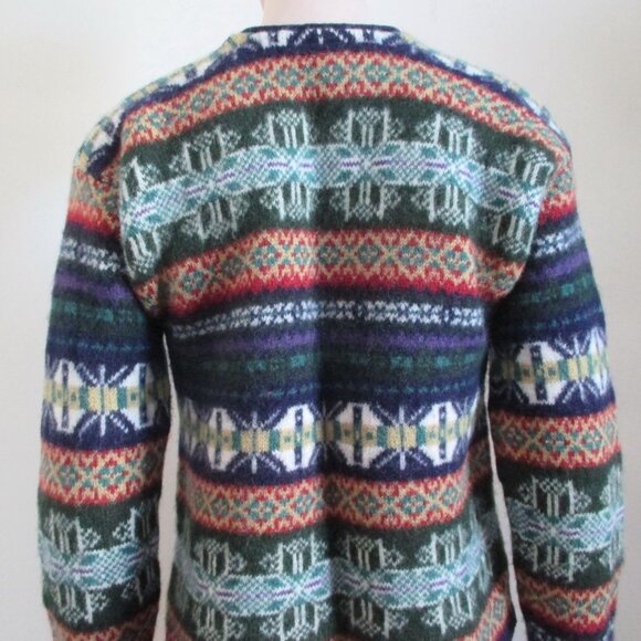 Wool Cardigan Sweater 1990s Hong Kong Wood Buttons like new Nordic Scandi Style - Picture 3 of 6